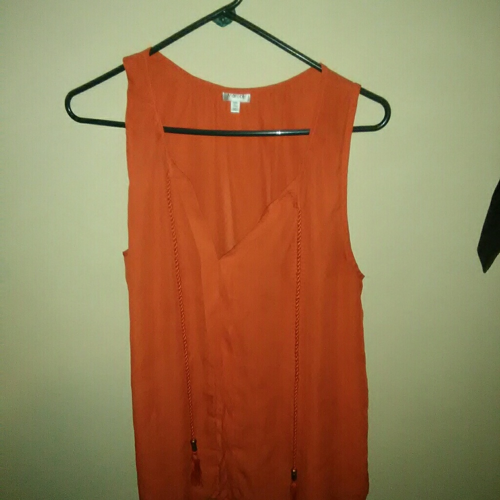 Orange tie blouse